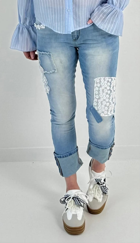 Gabrielle stretch boyfriend embroidered style jeans