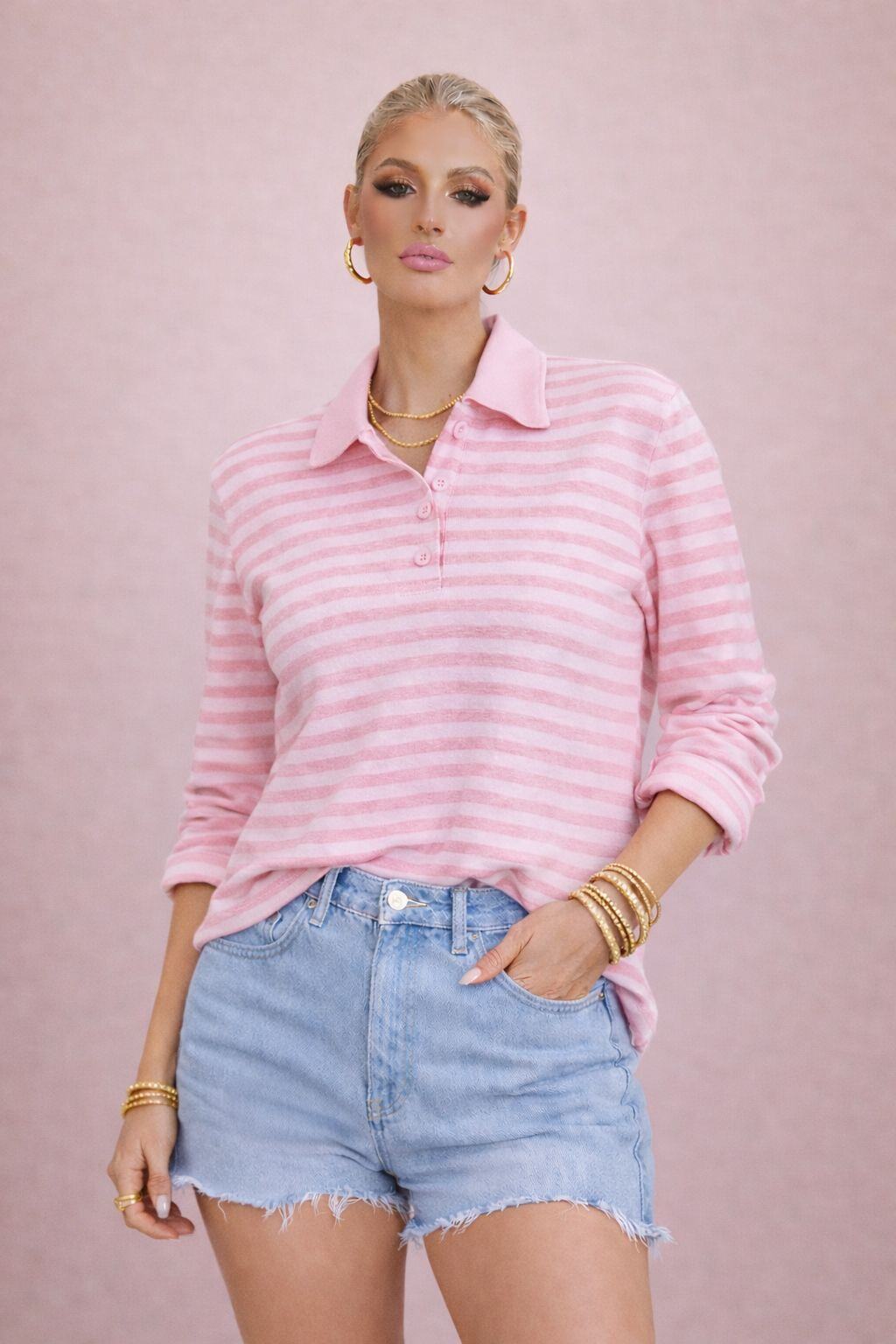 Striped Cotton Polo Shirt