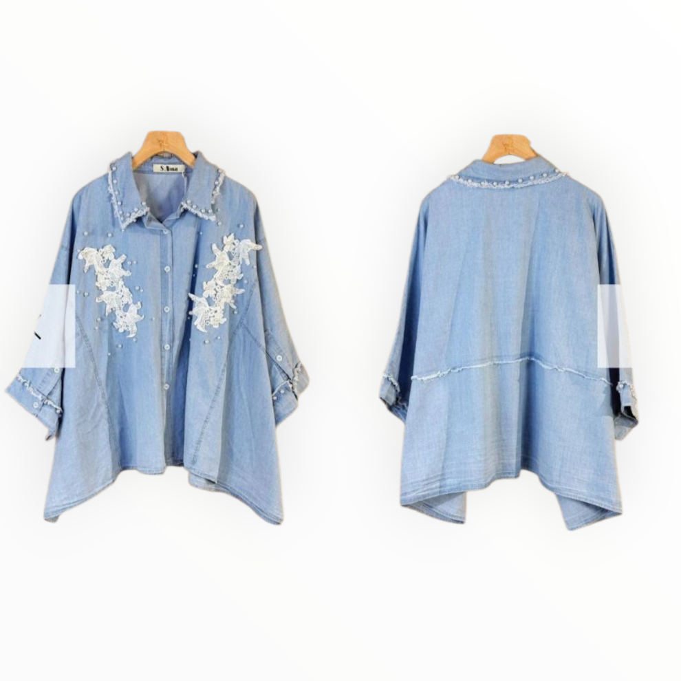 Faith pearl embroidered denim shirt Cork Ireland