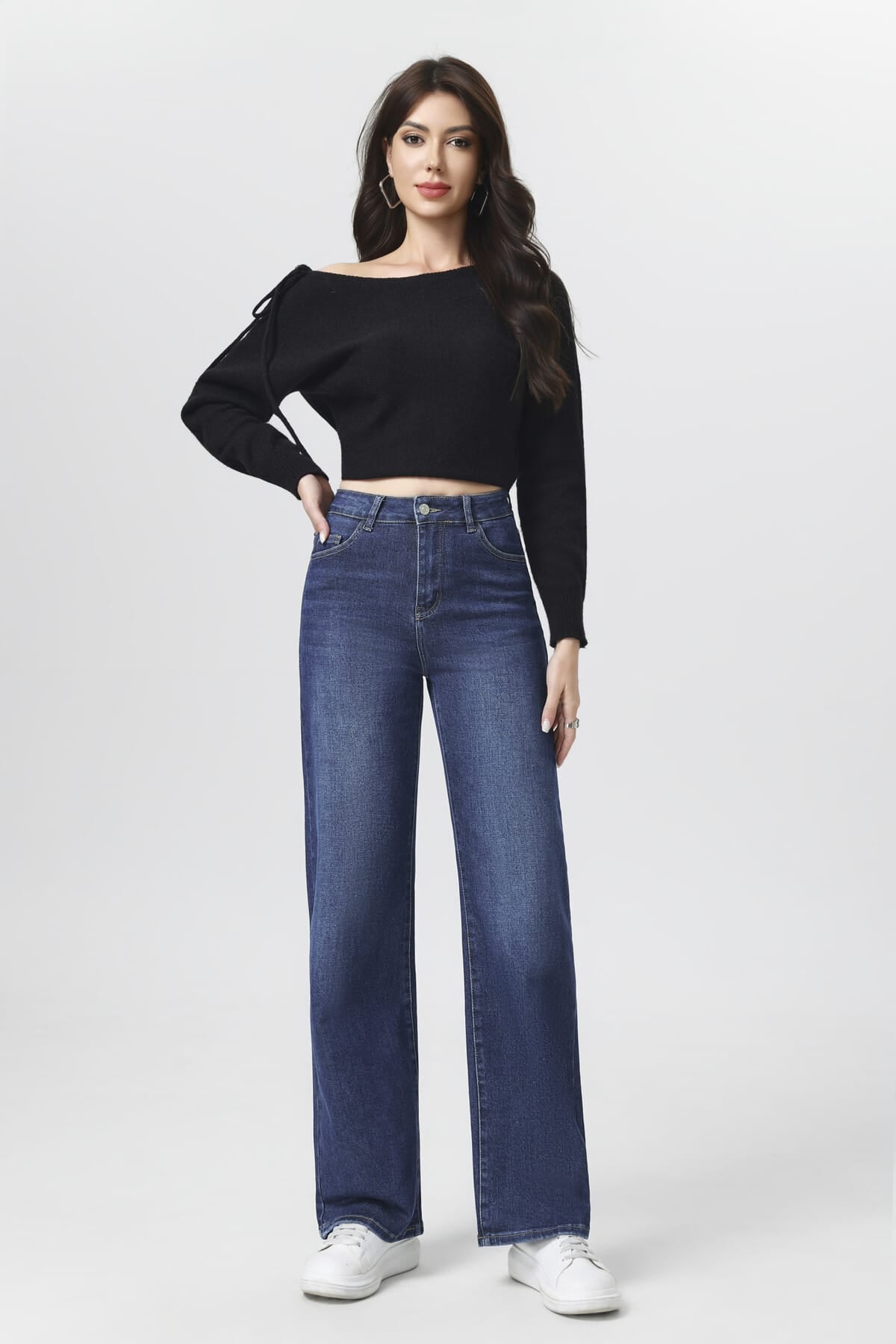 Christina Super Stretch. Soft high-waist wide-leg jeans