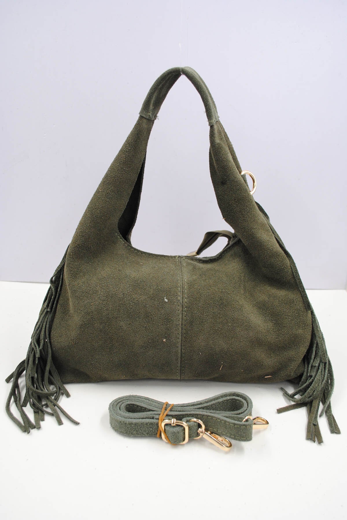 Italian Leather Fringe Crossbody Bag