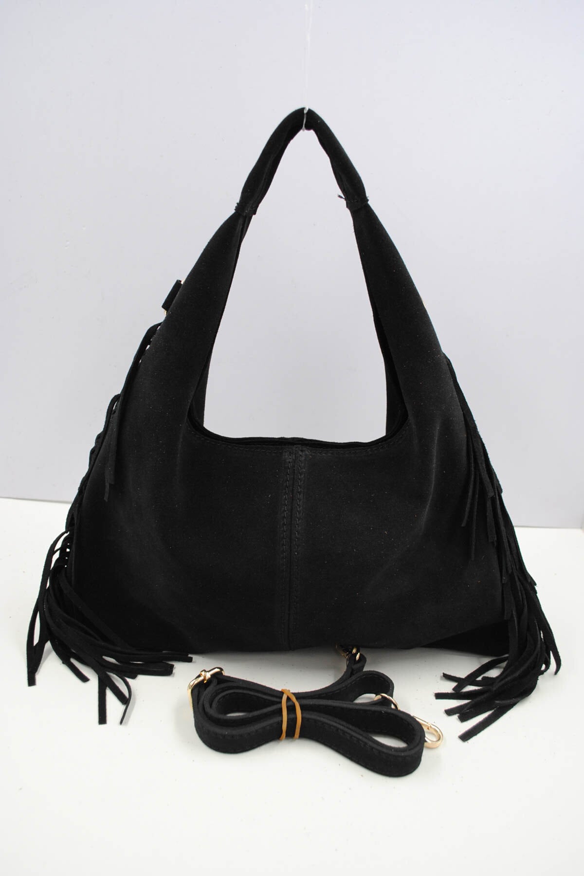 Italian Leather Fringe Crossbody Bag
