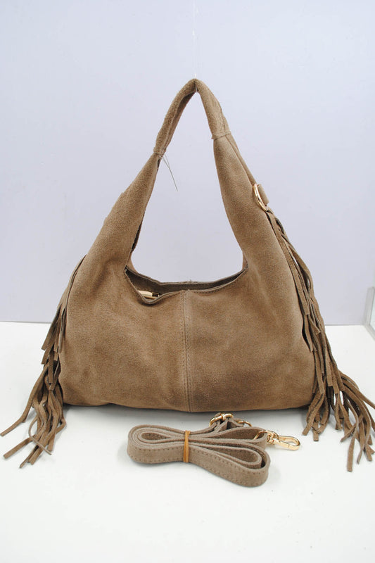 Italian Leather Fringe Crossbody Bag