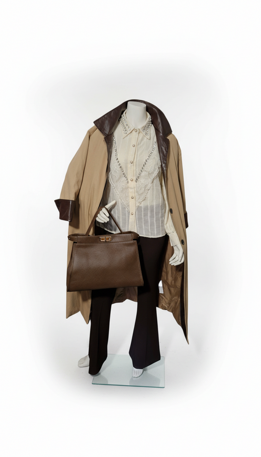 Sophia Leather Trim Trench Coat