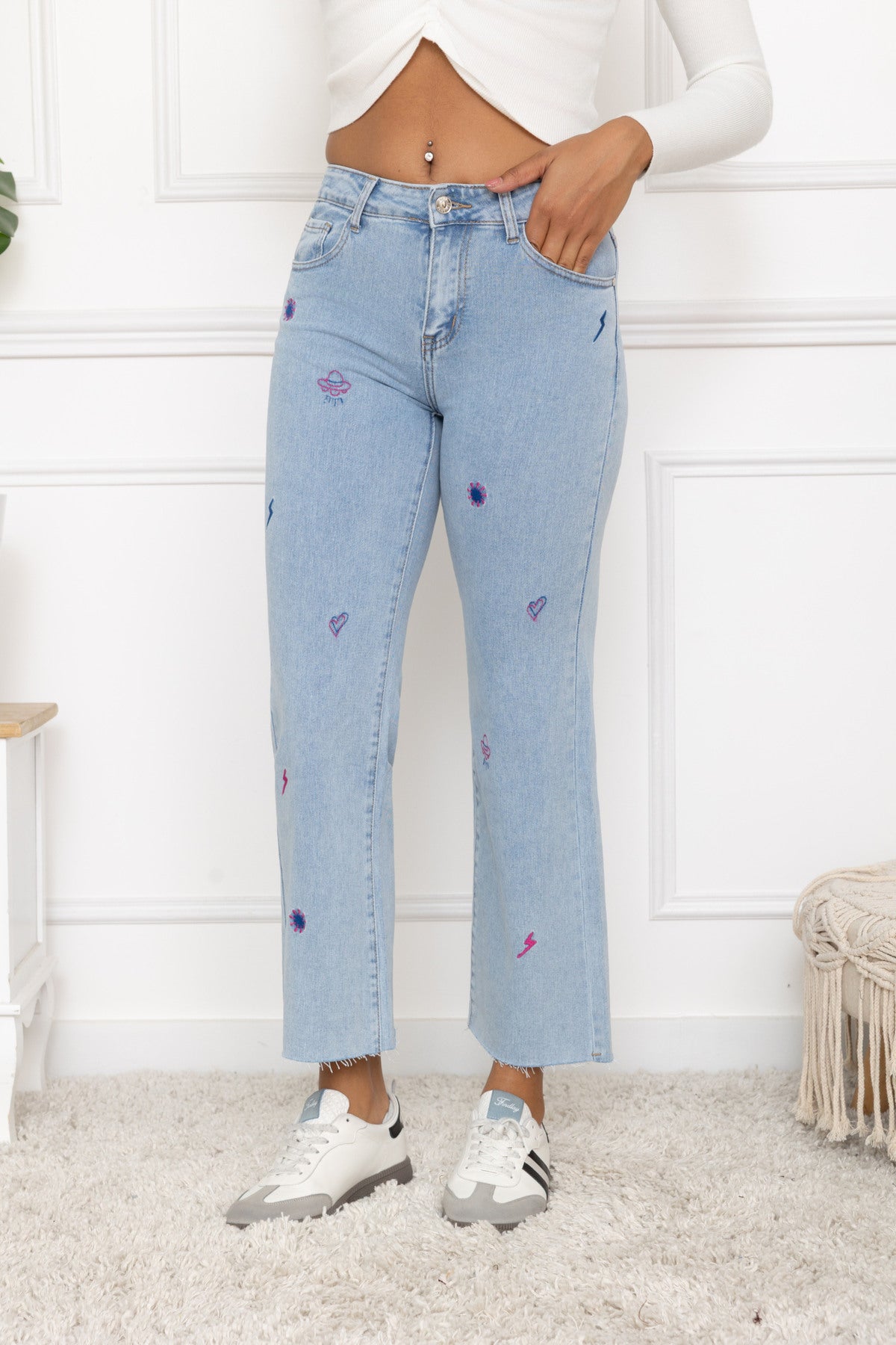Sienna Stretch Crop Flare Jeans - Blue