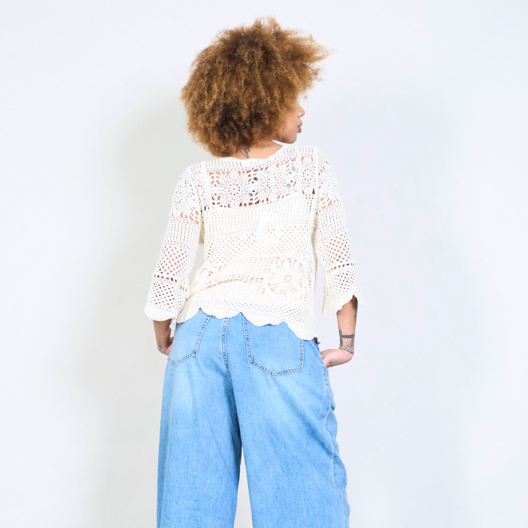 Carrie crochet flare sleeve blouse