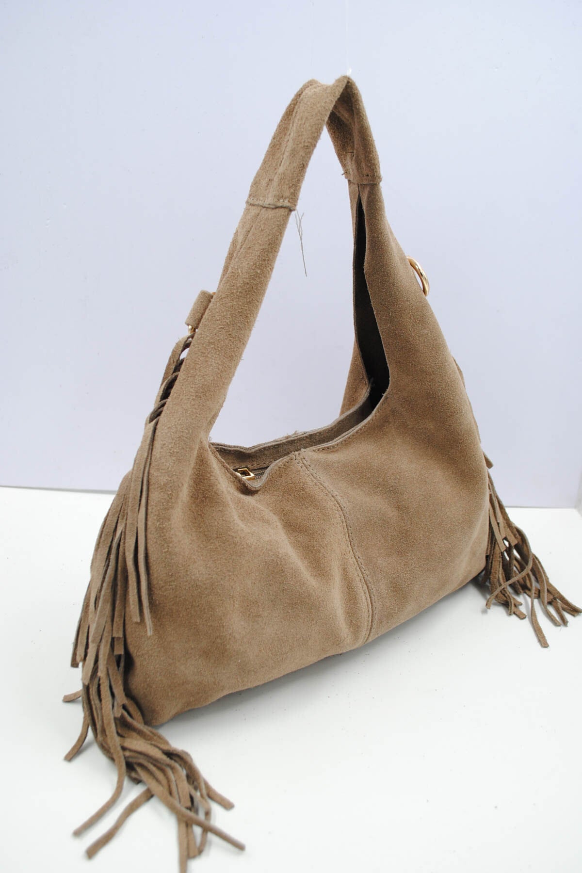 Italian Leather Fringe Crossbody Bag