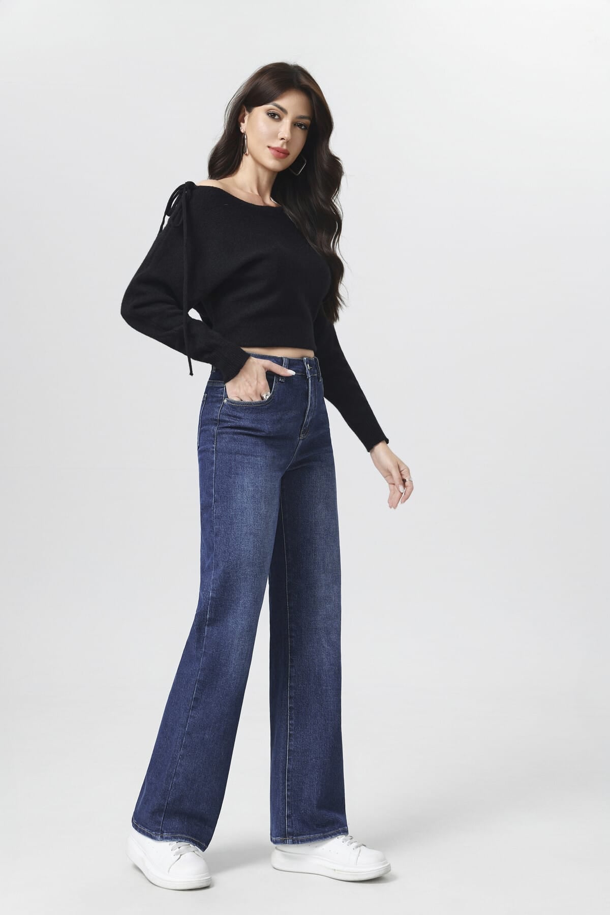 Christina Super Stretch. Soft high-waist wide-leg jeans