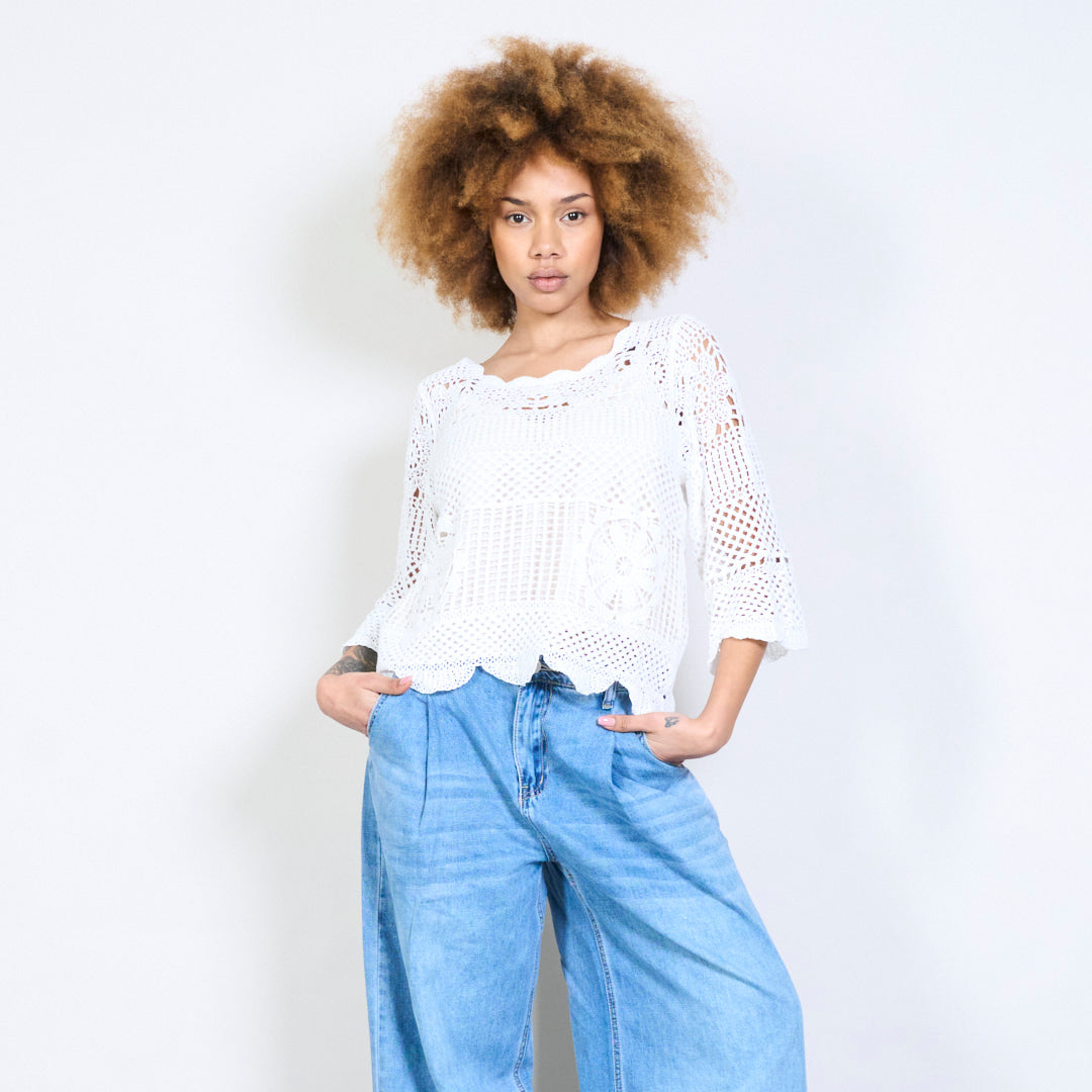 Carrie crochet flare sleeve blouse