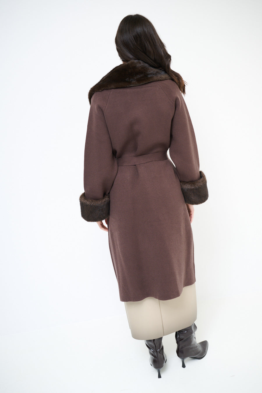 Stacey wool blend faux fur coatigan